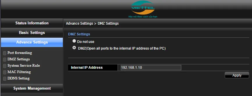 Hướng dẫn mở port modem gpon h640w