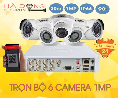 Bộ 05 camera hikvison, 1mp, hồng ngoại 20m