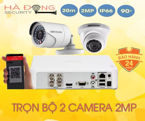 Bộ 01 camera hikvison, 2mp, hồng ngoại 20m